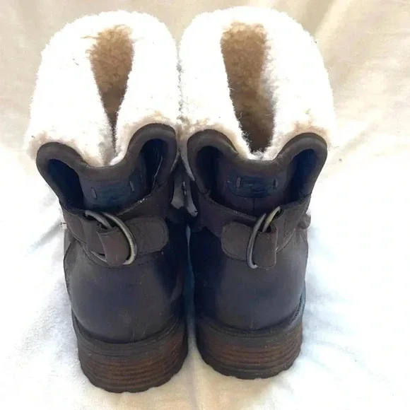 Ugg women’s ALDON water resistant leather boots stout dark brown US size 9 - Picture 5 of 12